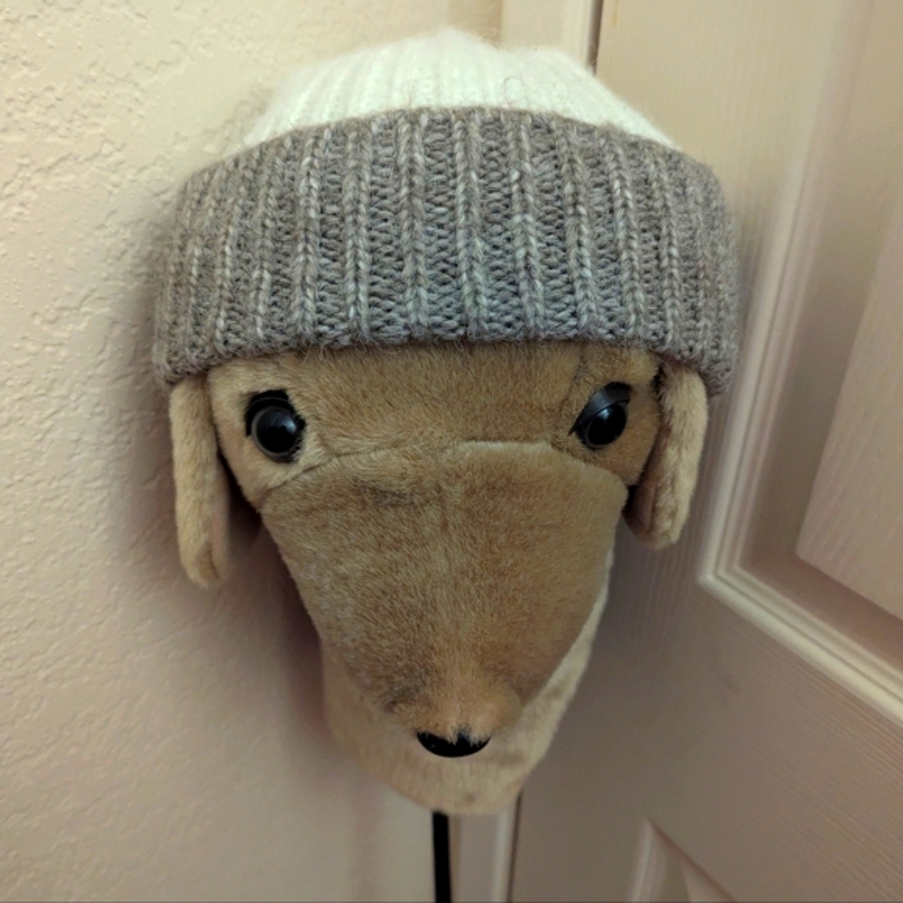 Never Worn One Size Gray Cream Tan Color Block Beanie Hat